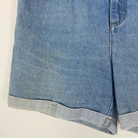 VINTAGE 80s 90s LIZWEAR Ultra High Waisted Denim Cuffed Jean Shorts Size 10 - Picture 6 of 9